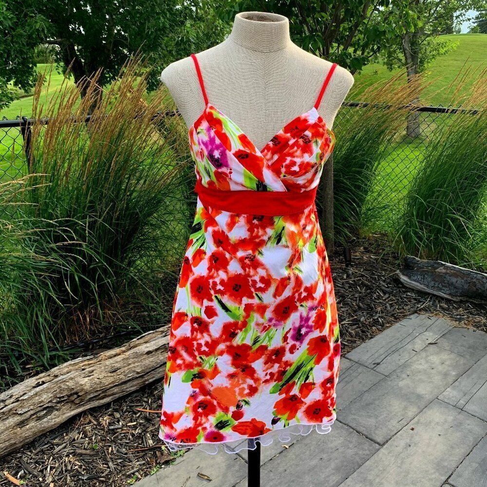 Vintage Y2K Fairy Floral Empire Tie Waist Sleeveless Babydoll Petticoat Dress